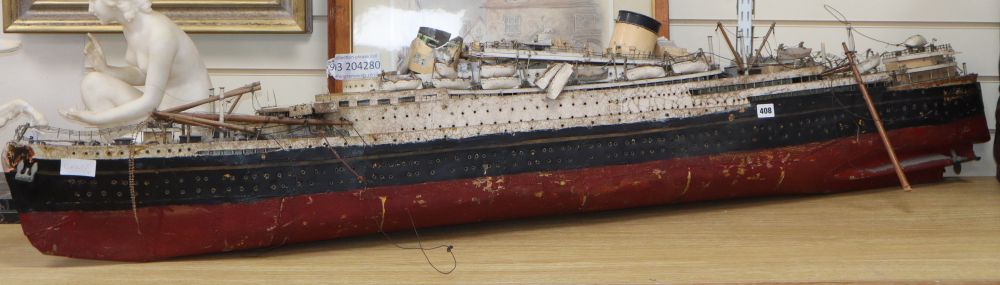 A scratch-built model of an ocean liner, length 170cm